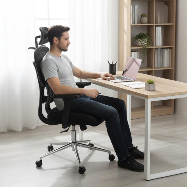 Ergonomischer Bürodrehstuhl - höhenverstellbare 3D-Armlehnen und Lordosenstütze - ideal fürs Homeoffice