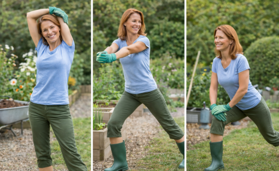 Aufwärmen und Dehnung vor der Gartenarbeit